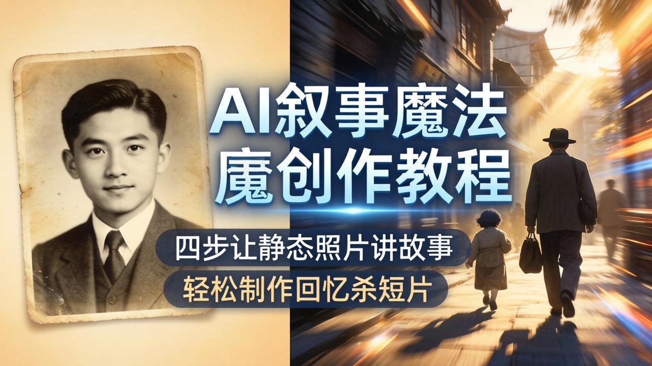 AI叙事魔法创作教程，四步让静态照片讲故事，老照片修复加动态特效，轻松制作回忆杀短片-川川创富网
