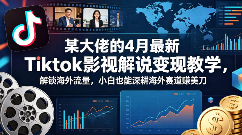 某大佬的4月最新Tiktok影视解说变现教学，解锁海外流量，小白也能深耕海外赛道賺美刀-川川创富网