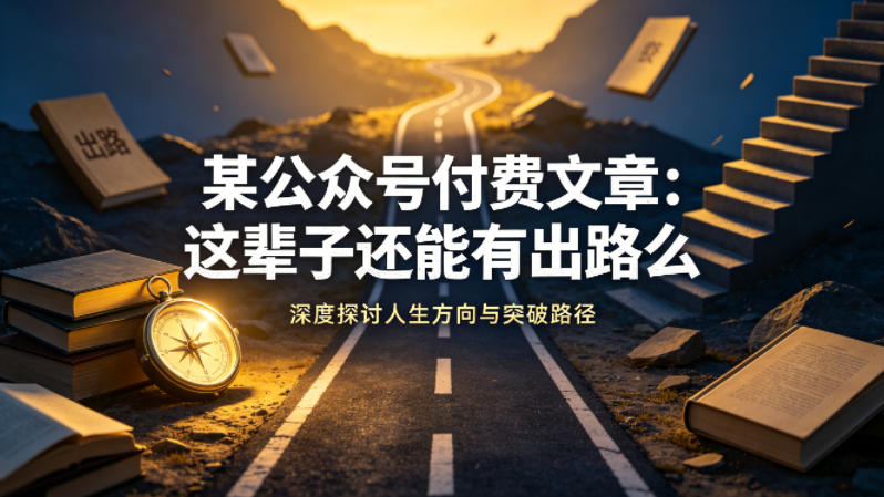 某公众号付费文章：这辈子还能有出路么-川川创富网