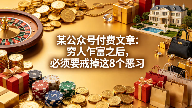 某公众号付费文章：穷人乍富之后，必须要戒掉这8个恶习-川川创富网