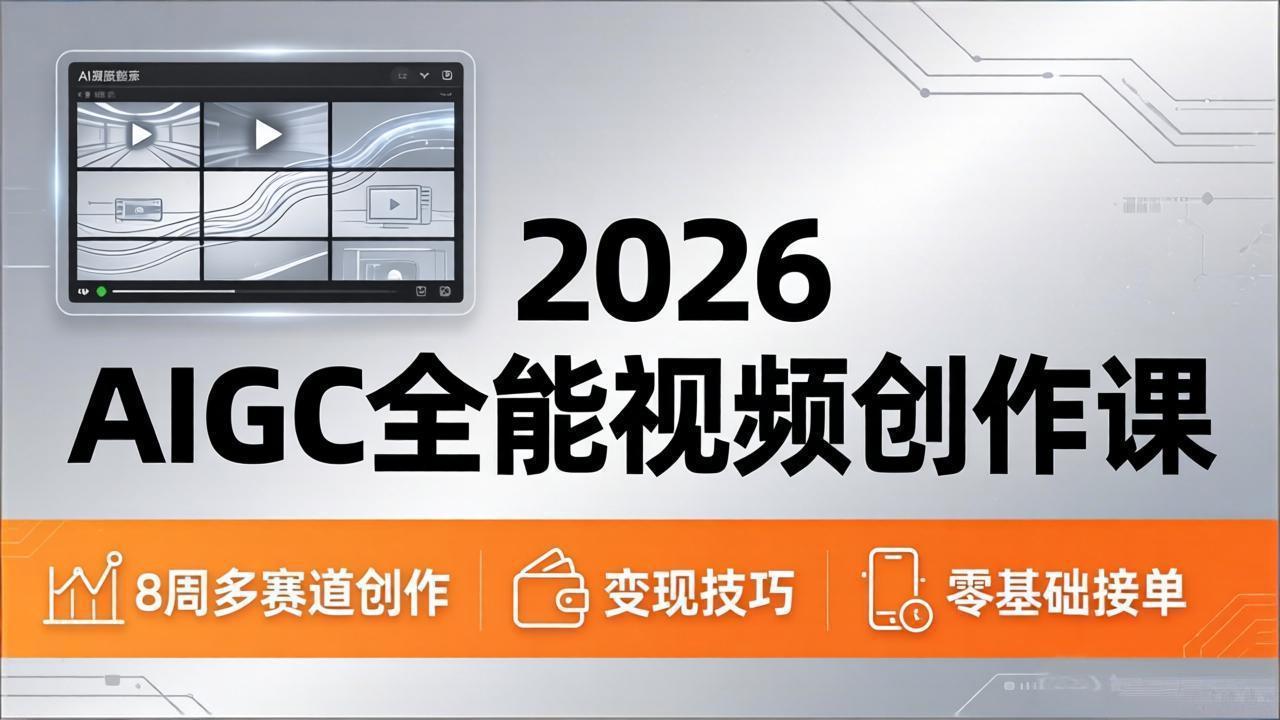 2026AIGC全能视频创作课，8周吃透多赛道创作+变现，零基础也能高效出片接单-川川创富网