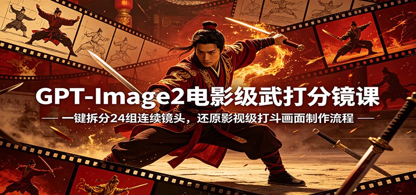 GPT-Image2电影级武打分镜课：一键拆分24组连续镜头，还原影视级打斗画面制作流程-川川创富网