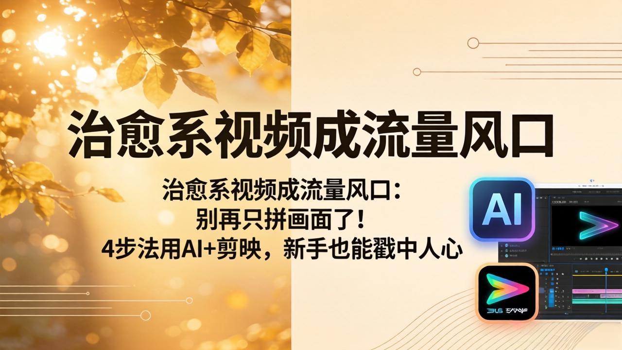 治愈系视频成流量风口：别再只拼画面了！4步法用AI+剪映，新手也能戳中人心-川川创富网