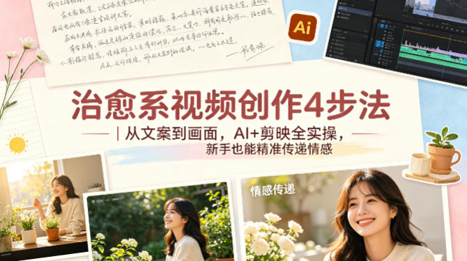 治愈系视频创作4步法｜从文案到画面，AI+剪映全实操，新手也能精准传递情感-川川创富网