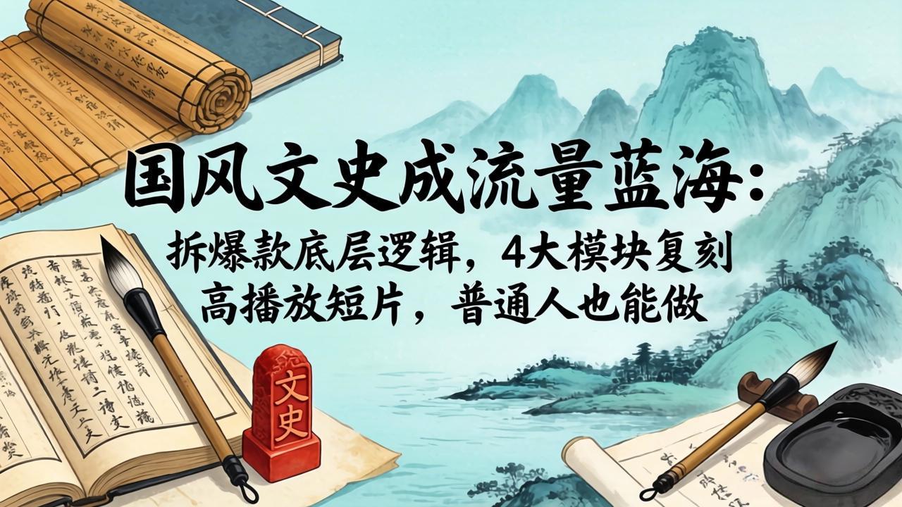 国风文史成流量蓝海：拆爆款底层逻辑，4大模块复刻高播放短片，普通人也能做-川川创富网