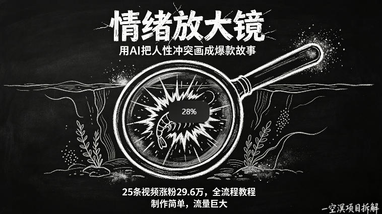 AI制作“情绪放大镜“视频，25条视频涨粉29.6W粉，流量巨大，制作简单，全流程教程-川川创富网