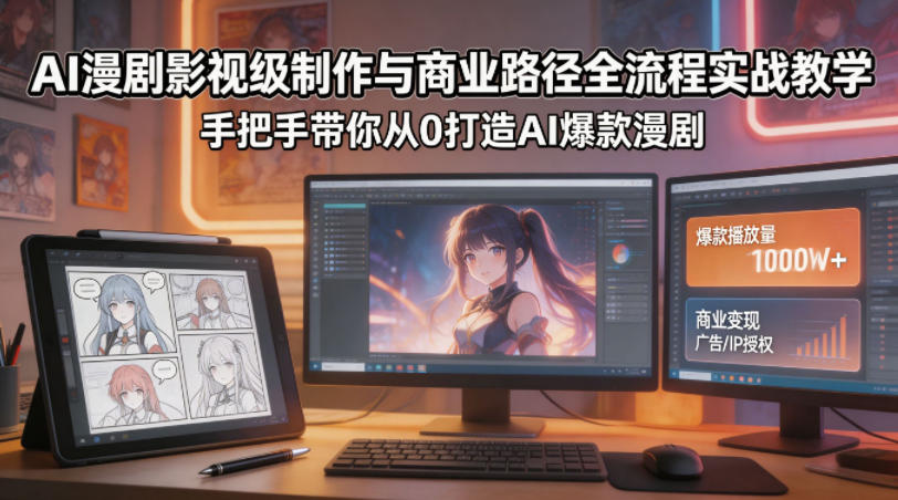AI漫剧影视级制作与商业路径全流程实战教学，手带你从0打造AI爆款漫剧-川川创富网