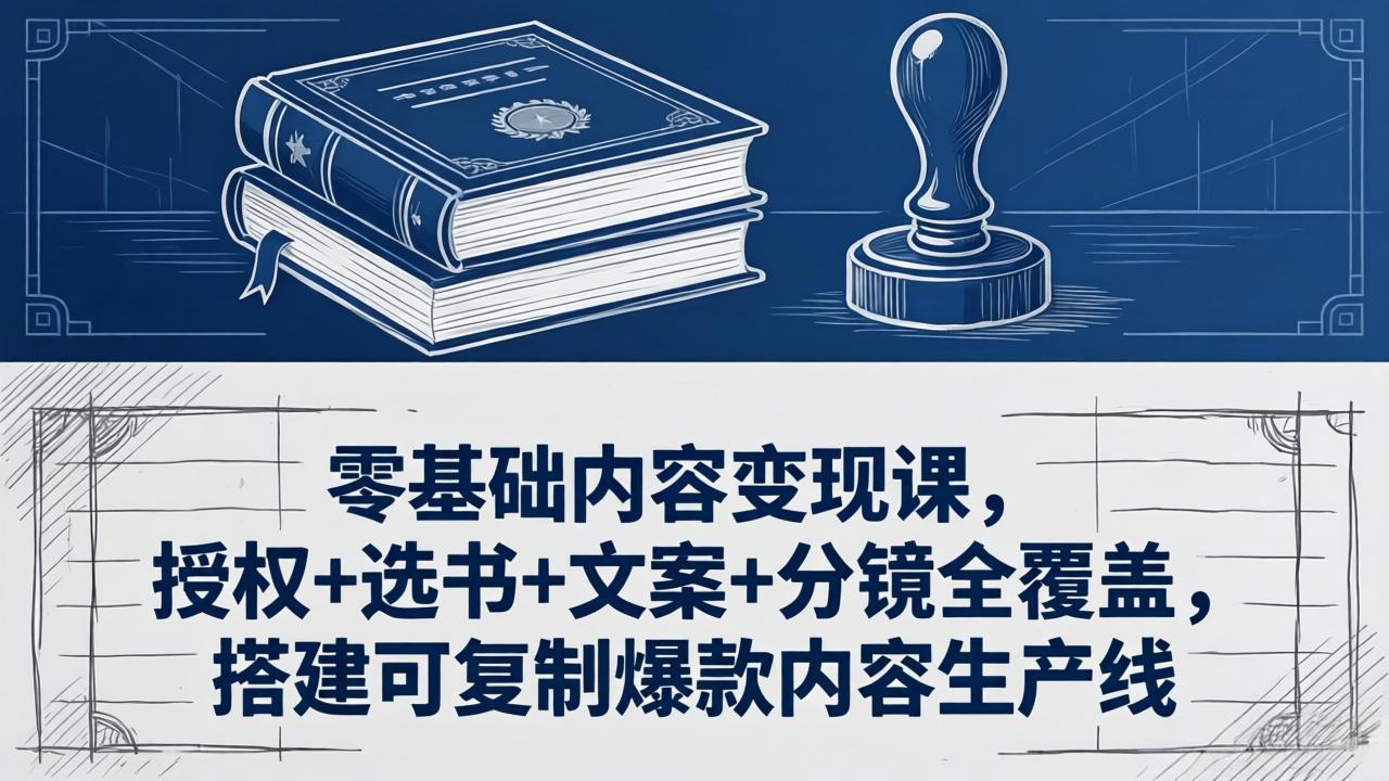 零基础内容变现课，授权+选书+文案+分镜全覆盖，搭建可复制爆款内容生产线-川川创富网