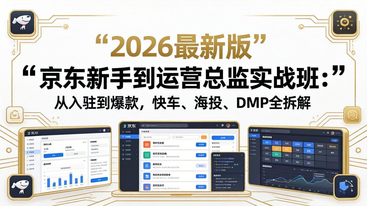 京东新手到运营总监实战班：从入驻到爆款，快车、海投、DMP全拆解，2026最新版-川川创富网