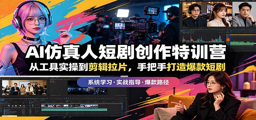 AI仿真人短剧创作特训营：从工具实操到剪辑拉片，手把手打造爆款短剧-川川创富网