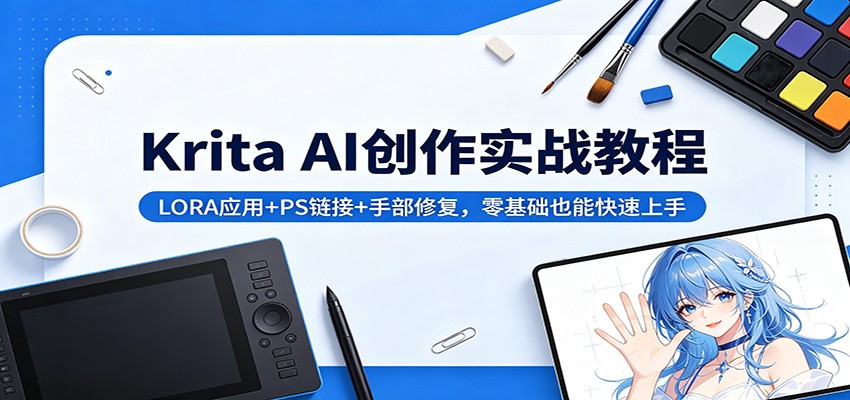 Krita AI创作实战教程：LORA应用+PS链接+手部修复，零基础也能快速上手-川川创富网