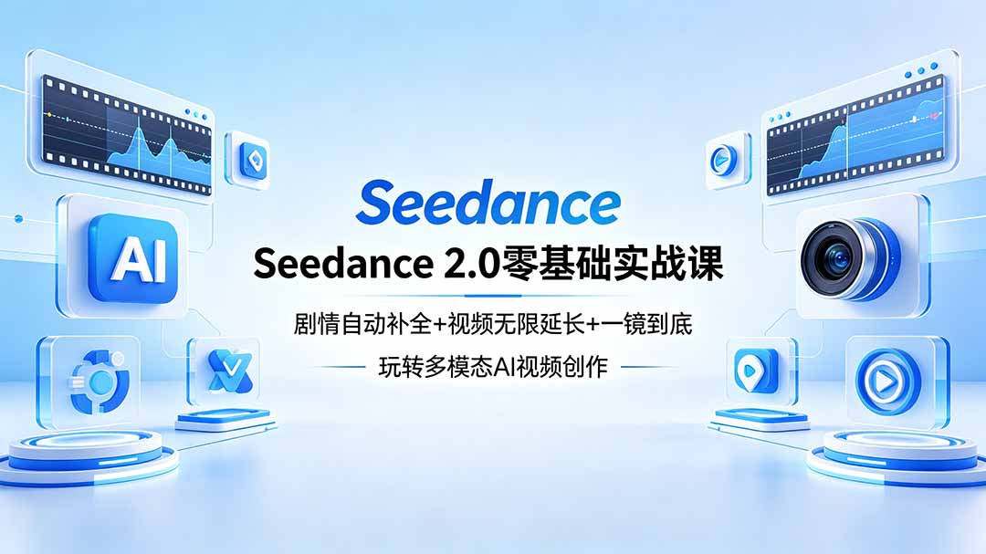 Seedance 2.0零基础实战课：剧情自动补全+视频无限延长+一镜到底：玩转多模态AI视频创作-川川创富网
