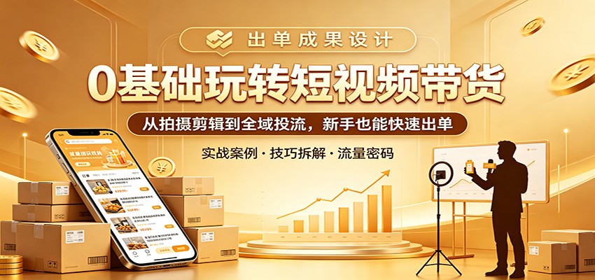0基础玩转短视频带货：从拍摄剪辑到全域投流，新手也能快速出单-川川创富网