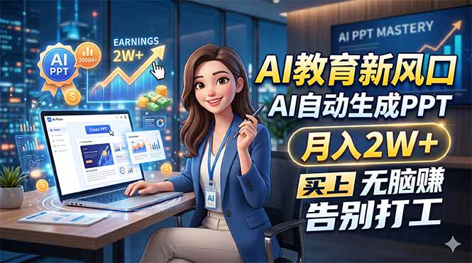 AI教育新风口，AI自动生成PPT，月入2W+，无脑赚，告别打工-川川创富网