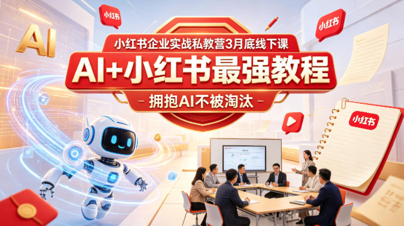 小红书企业实战私教营3月底线下课，AI+小红书最强教程，拥抱AI不被淘汰-川川创富网