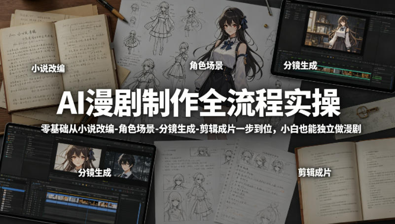 AI漫剧制作全流程实操，零基础从小说改编-角色场景-分镜生成-剪辑成片一步到位，小白也能独立做漫剧-川川创富网
