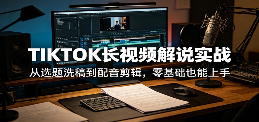TIKTOK长视频解说实战：从选题洗稿到配音剪辑，零基础也能上手-川川创富网