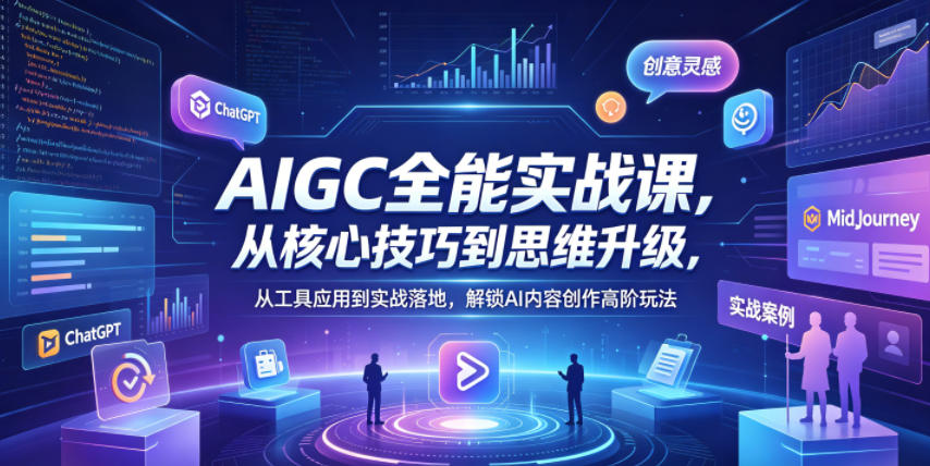 AIGC全能实战课，从核心技巧到思维升级，从工具应用到实战落地，解锁AI内容创作高阶玩法-川川创富网