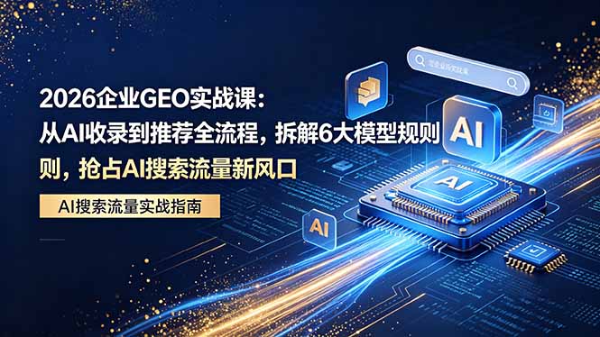 2026 企业GEO实战课：从AI收录到推荐全流程，拆解6大模型规则，抢占 AI 搜索流量新风口-川川创富网