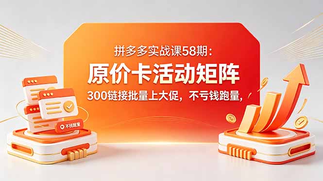 拼多多实战课58期：原价卡活动矩阵，300链接批量上大促，不亏钱跑量-川川创富网