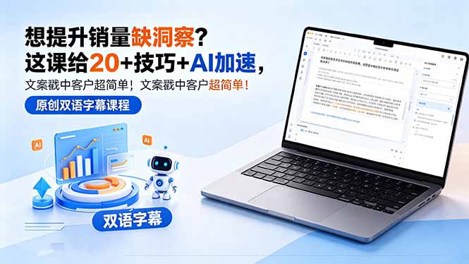 想提升销量缺洞察？这课给 20 + 技巧 + AI 加速，文案戳中客户超简单！【原创双语字幕】-川川创富网