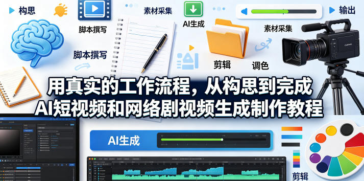 用真实的工作流程，从构思到完成AI短视频和网络剧视频生成制作教程-中英字幕-川川创富网
