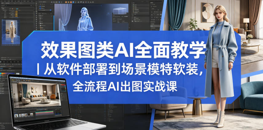 效果图类AI全面教学｜从软件部署到场景模特软装，全流程AI出图实战课-川川创富网