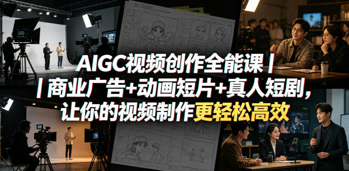 AIGC视频创作全能课｜商业广告+动画短片+真人短剧，让你的视频制作更轻松高效-川川创富网