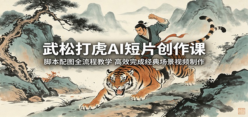 武松打虎AI短片创作课：脚本配图全流程教学，高效完成经典场景视频制作-川川创富网