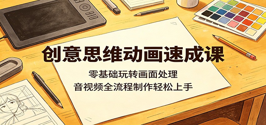 创意思维动画速成课：零基础玩转画面处理，音视频全流程制作轻松上手-川川创富网