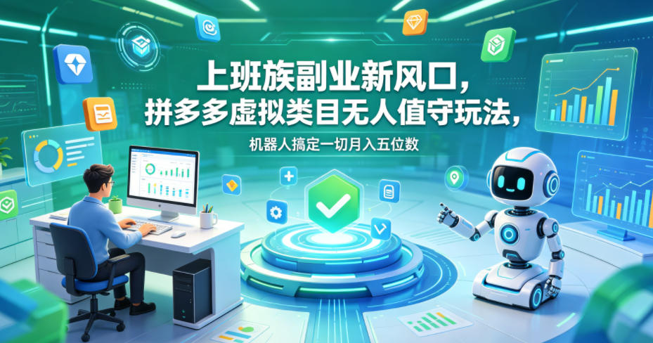 上班族副业新风口，拼多多虚拟类目无人值守玩法，机器人搞定一切月入五位数【揭秘】-川川创富网