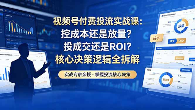 视频号付费投流实战课-5月：控成本还是放量？投成交还是ROI？核心决策逻辑全拆解-川川创富网