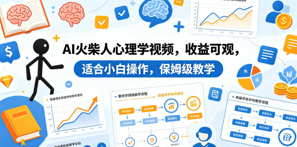 AI火柴人心理学视频，收益可观，适合小白操作，保姆级教学-川川创富网