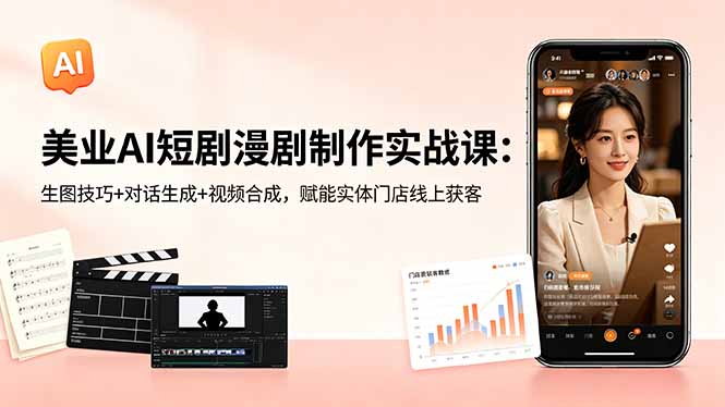美业AI短剧漫剧制作实战课：生图技巧+对话生成+视频合成，赋能实体门店线上获客-川川创富网