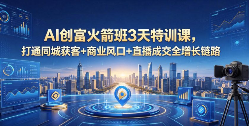 AI创富火箭班3天特训课，打通同城获客+商业风口+直播成交全增长链路，2026年4月新课-川川创富网