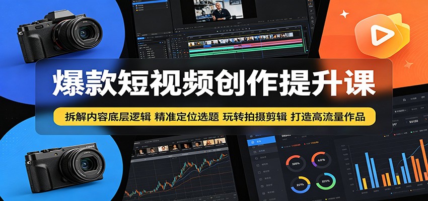 爆款短视频创作提升课：拆解内容底层逻辑，精准定位选题玩转拍摄剪辑打造高流量作品-川川创富网
