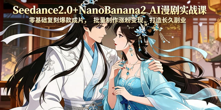Seedance2.0+NanoBanana2 AI漫剧实战课，零基础复刻爆款成片涨粉变现，打造长久副业收益-川川创富网