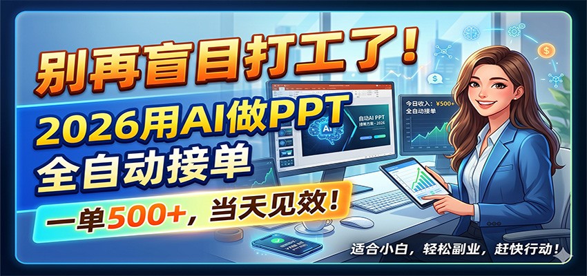 别再盲目打工了！2026用AI做PPT全自动接单，一单5张+，当天见效！-川川创富网