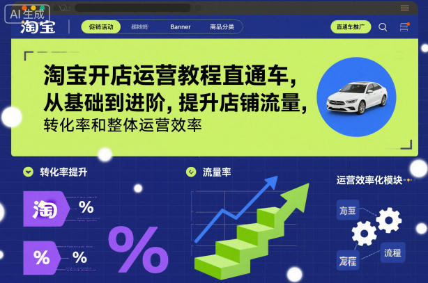 淘宝开店运营教程直通车，从基础到进阶，提升店铺流量，转化率和整体运营效率(更新26年05月27日)-川川创富网