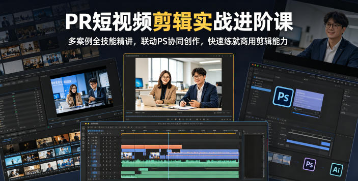 PR短视频剪辑实战进阶课，多案例全技能精讲，联动PS协同创作，快速练就商用剪辑能力-川川创富网