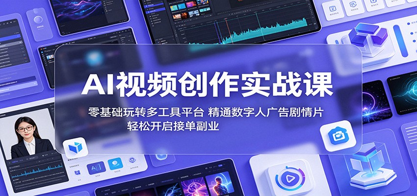AI视频创作实战课：零基础玩转多工具平台，精通数字人广告、剧情片，轻松开启接单副业-川川创富网