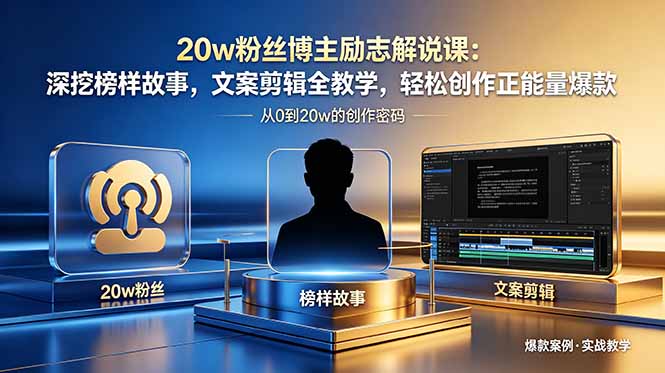 20w粉丝博主励志解说课：深挖榜样故事，文案剪辑全教学，轻松创作正能量爆款-川川创富网