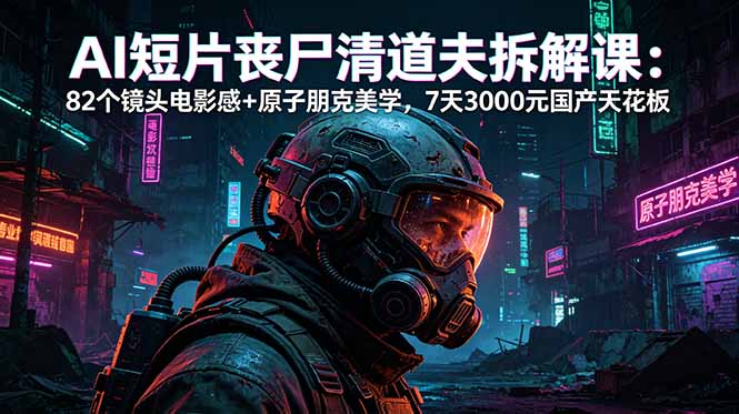 AI短片《丧尸清道夫》拆解课：82个镜头电影感+原子朋克美学，7天3000元国产天花板-川川创富网