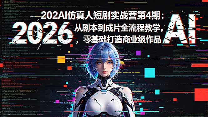 2026AI仿真人短剧实战营第4期：从剧本到成片全流程教学，零基础打造商业级作品-川川创富网