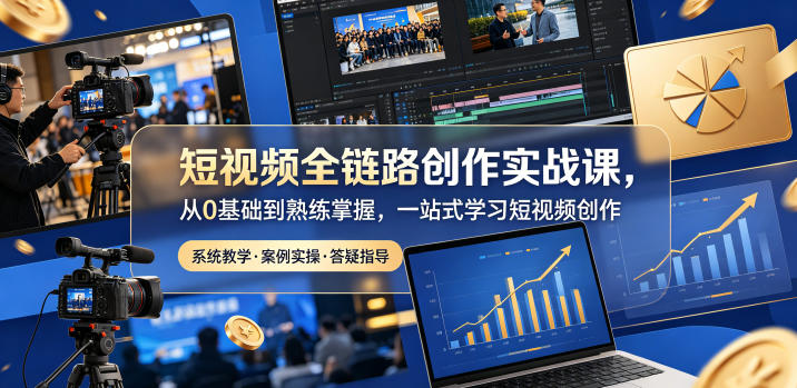 短视频全链路创作实战课，从0基础到熟练掌握，一站式学习短视频创作-川川创富网