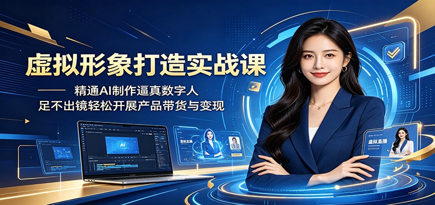 虚拟形象打造实战课：精通AI制作逼真数字人，足不出镜轻松开展产品带货与变现-川川创富网