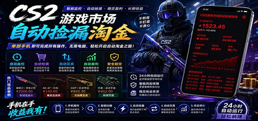 CSGO挂机捡漏项目通过利用游戏饰品交易机制，结合薄凉软件辅助捡漏，实现盈利-川川创富网