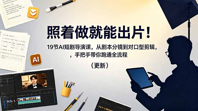 照着做就能出片！19节AI短剧导演课，从剧本分镜到对口型剪辑，手把手带你跑通全流程(更新-川川创富网
