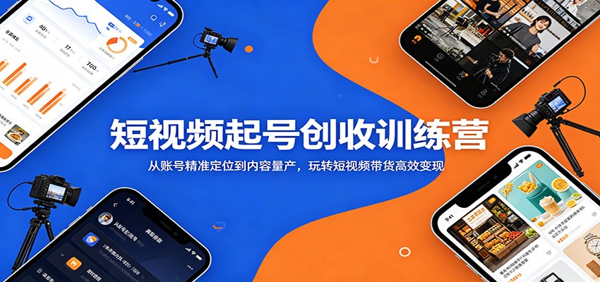短视频起号创收训练营：从账号精准定位到内容量产，玩转短视频带货高效变现-川川创富网
