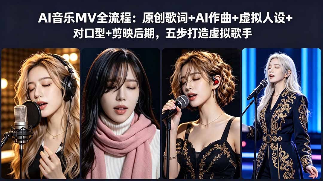 AI音乐MV全流程：原创歌词+AI作曲+虚拟人设+对口型+剪映后期，五步打造虚拟歌手-川川创富网
